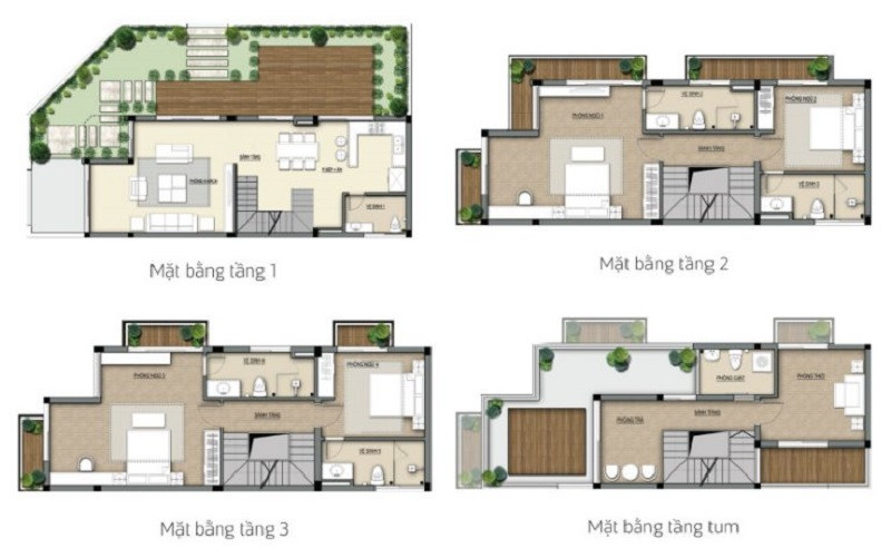 Mặt bằng chi tiết thiết kế biệt thự The Eden Rose Thanh Trì