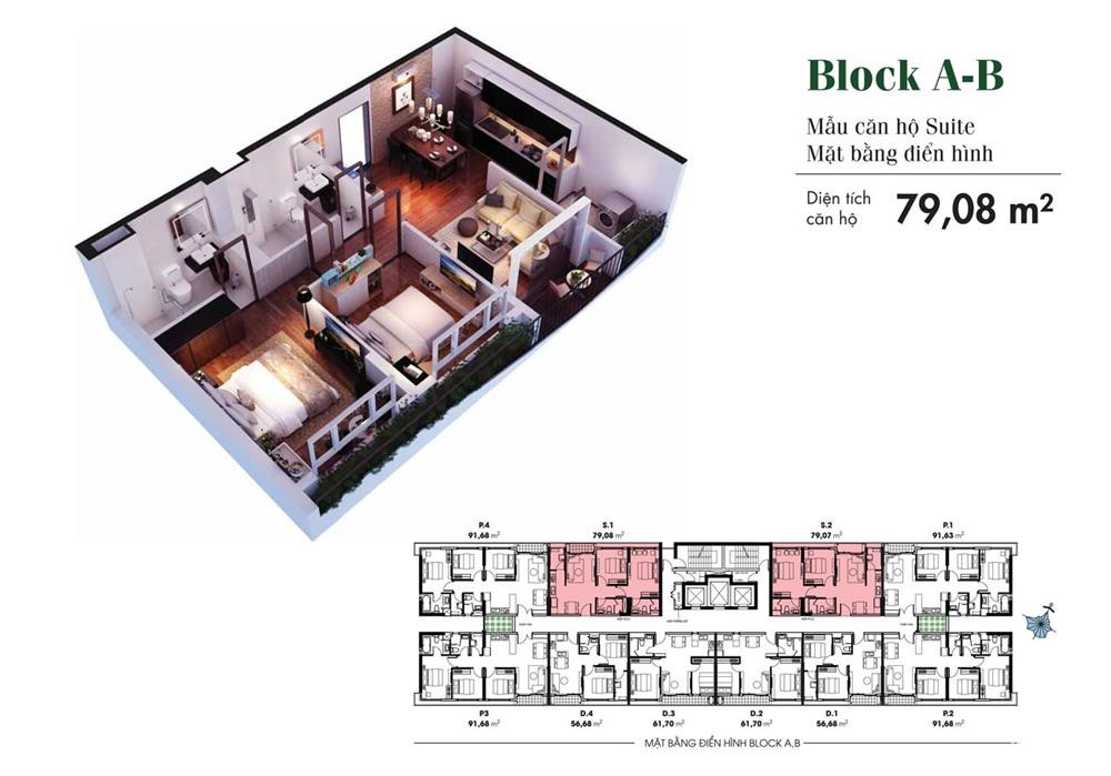 Mặt bằng điển hình căn hộ 79m2 Diamond Lotus Riverside