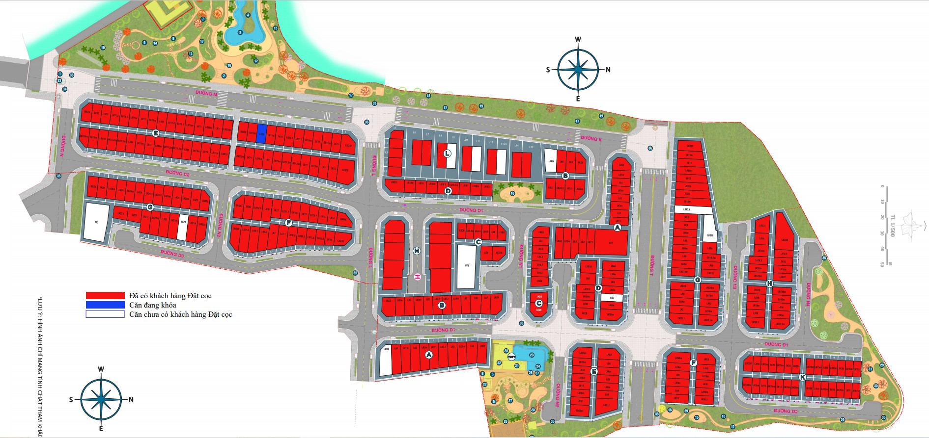 Mặt bằng phân lô tổng thể dự án biệt thự nhà phố Verosa Park Quận 9