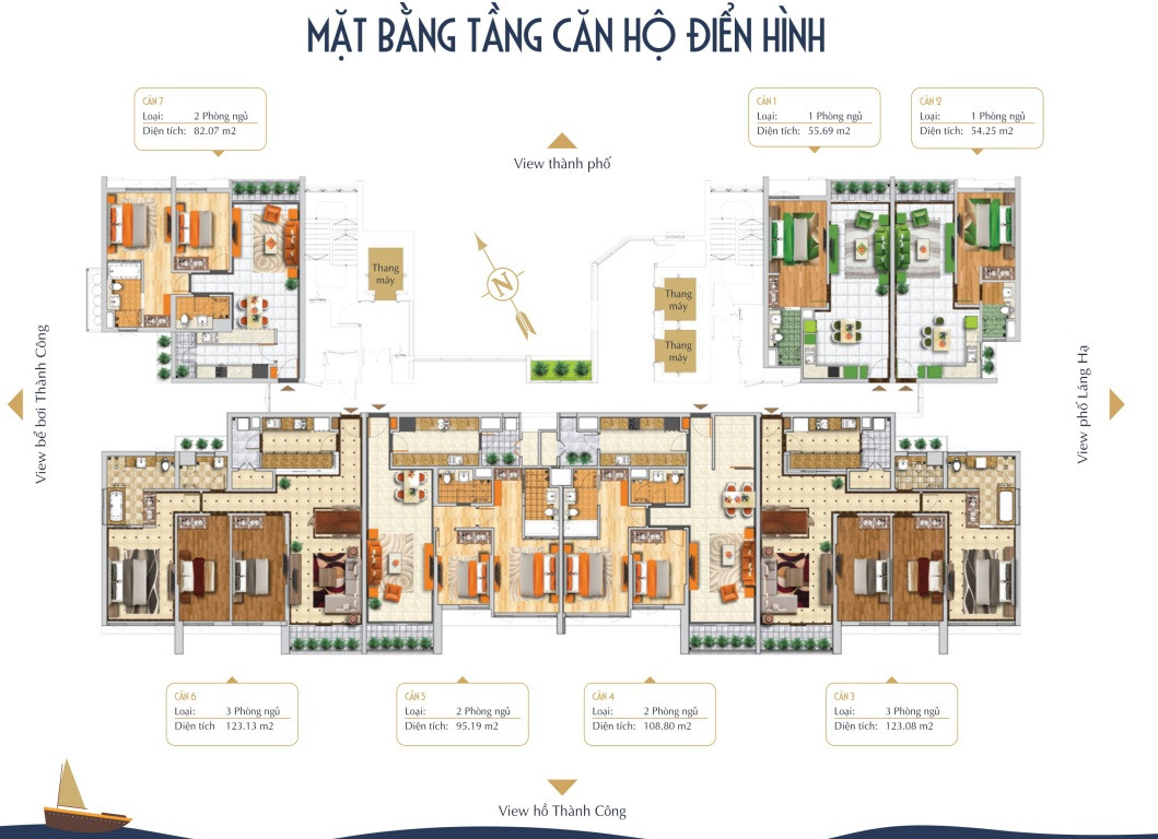 Mặt bằng tầng căn hộ điển hình Brg Grand Plaza
