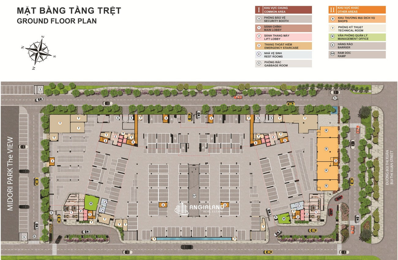Mặt bằng tầng trệt dự án căn hộ Midori Park The Glory Bình Dương