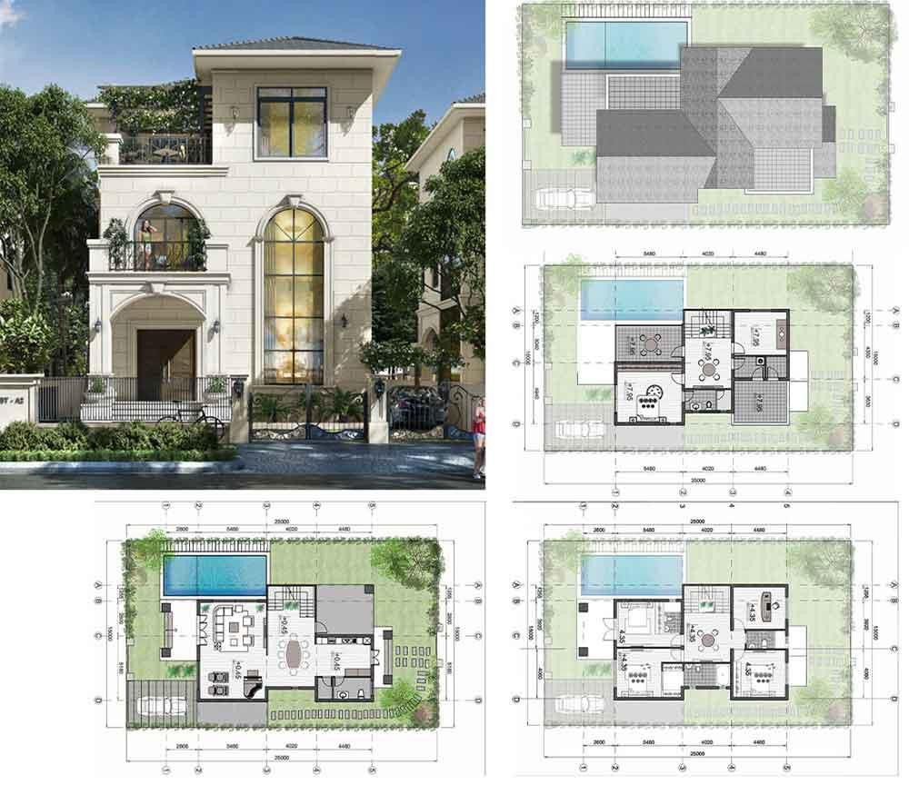 Mặt bằng thiết kế biệt thự đơn lập điển hình tại dự án Eco City Premia