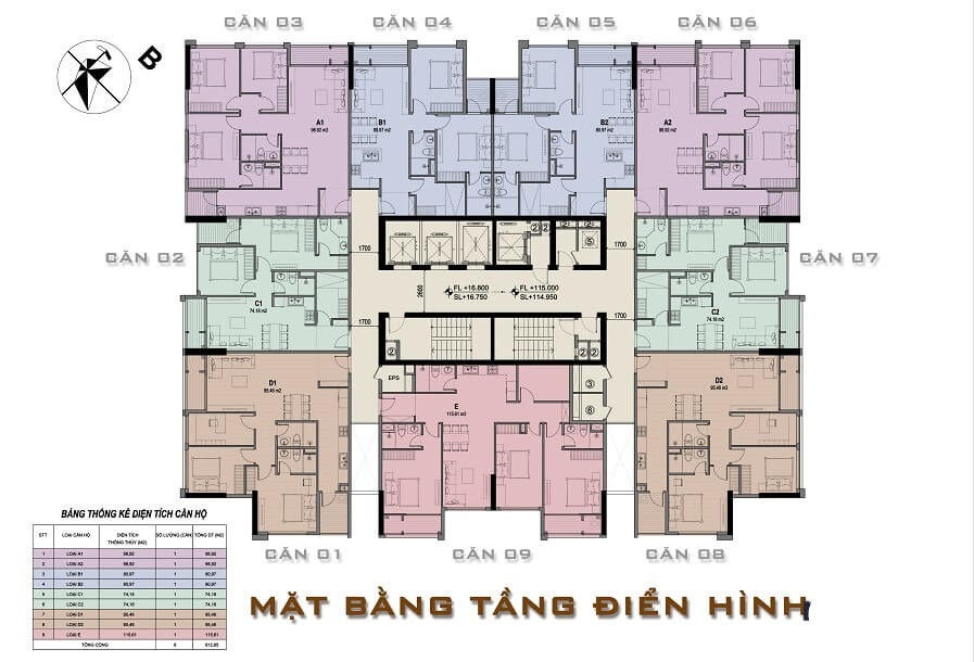 Mặt bằng tổng thể chi tiết của Khu đô thị Mễ Trì Hạ, hiển thị các phân khu chức năng và không gian xanh