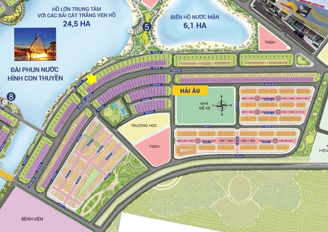 Mặt bằng tổng thể của phân khu Hải Âu, Vinhomes Ocean Park