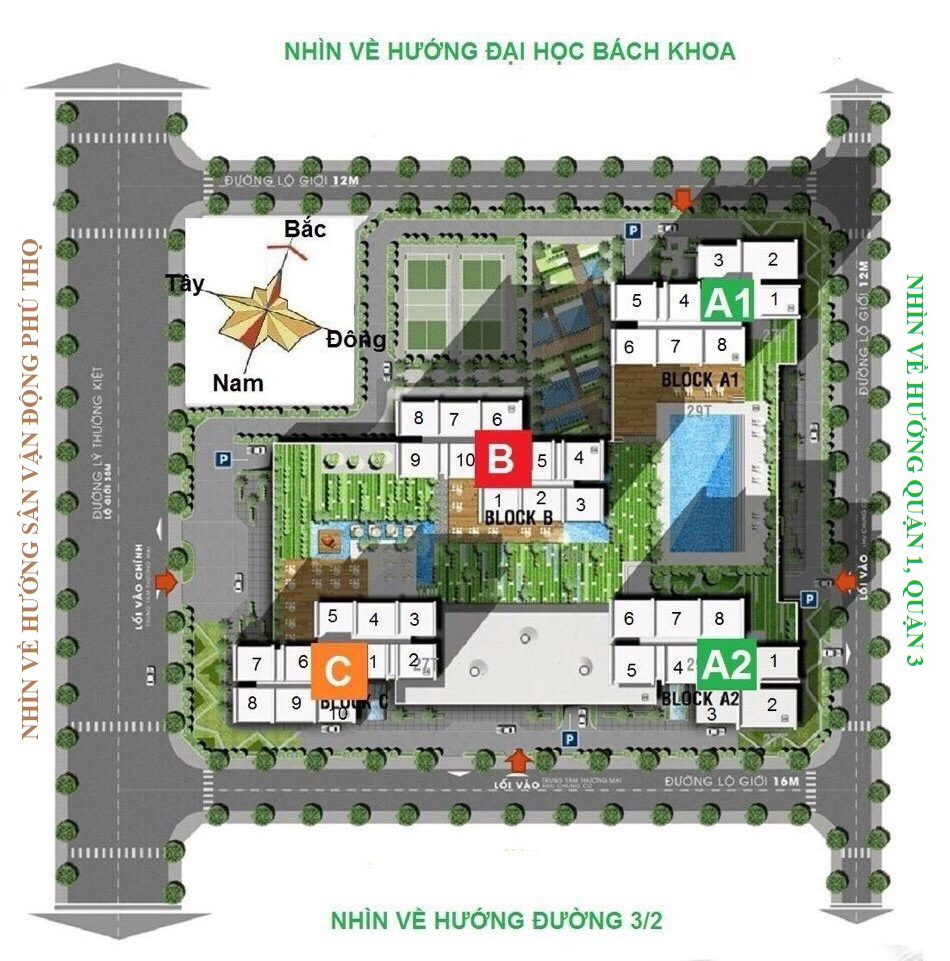 Mặt bằng tổng thể dự án căn hộ Xi Grand Court với bố cục khoa học