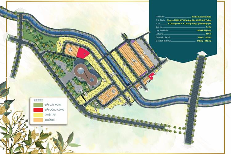 Mặt bằng tổng thể dự án đất nền Mỏ Bạch Central Hills Thái Nguyên