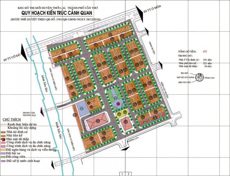 Mặt bằng tổng thể dự án Khu Đô Thị Chới Thới Lai với quy hoạch chi tiết