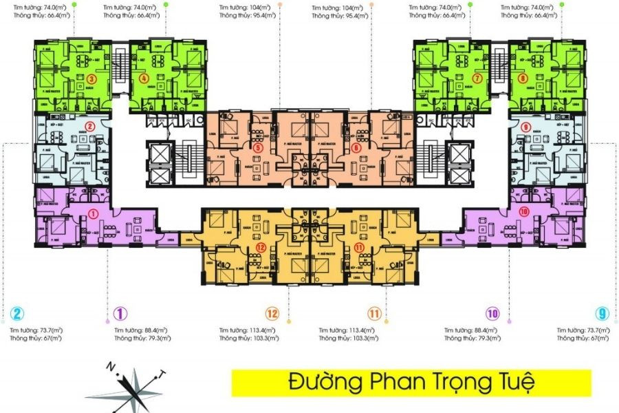 Mặt bằng tổng thể dự án Tabudec Plaza Cầu Bươu với phân khu rõ ràng