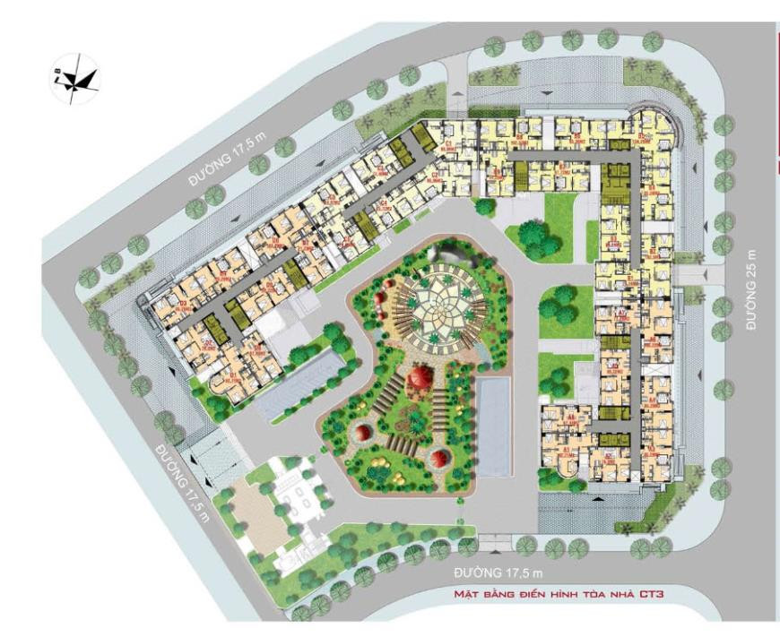 Mặt bằng tổng thể Khu đô thị Cổ Nhuế, với sự phân bố các khu chức năng