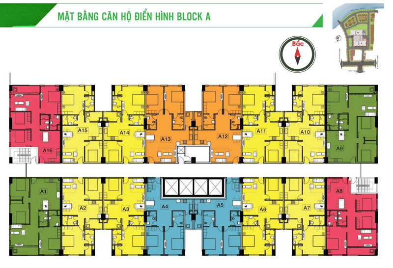 Mặt bằng tổng thể phân chia căn hộ trên mặt sàn Homyland Riverside