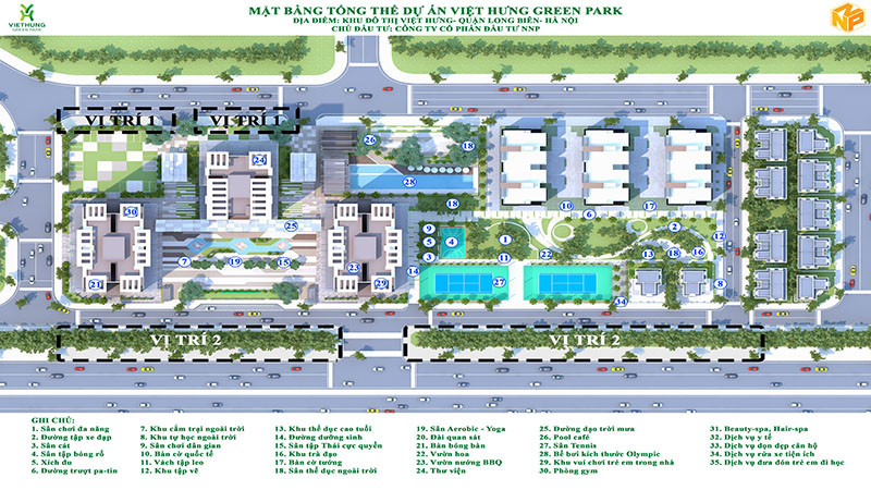 Mặt bằng tổng thể quy hoạch CT15 Việt Hưng Green Park