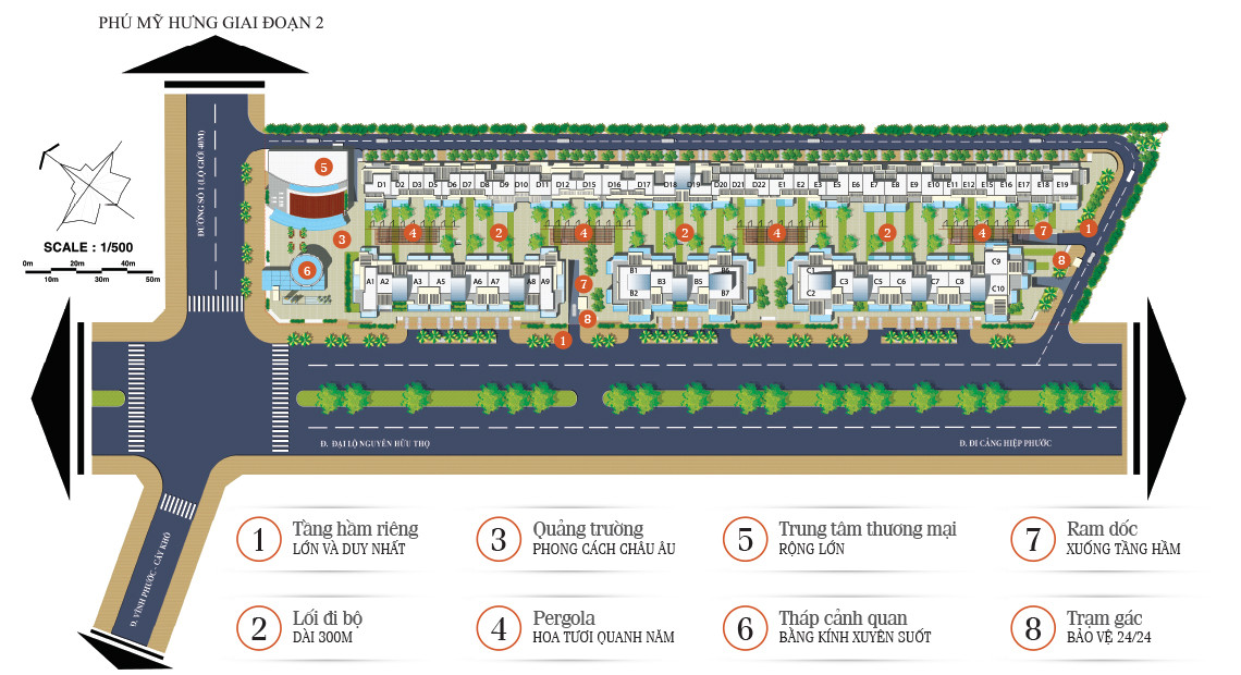 Mặt bằng tổng thể thiết kế khu biệt thự nghỉ dưỡng Galleria Nhà Bè.