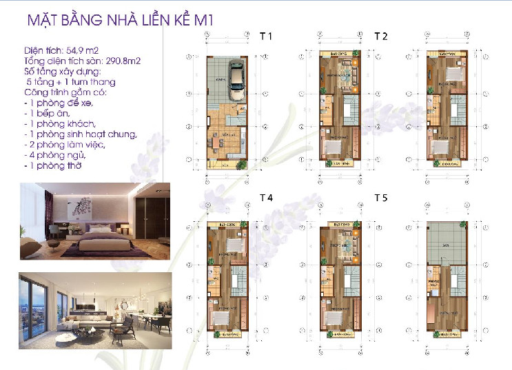 Mẫu thiết kế mặt bằng tầng 1 của nhà liền kề Lavender 124 Vĩnh Tuy