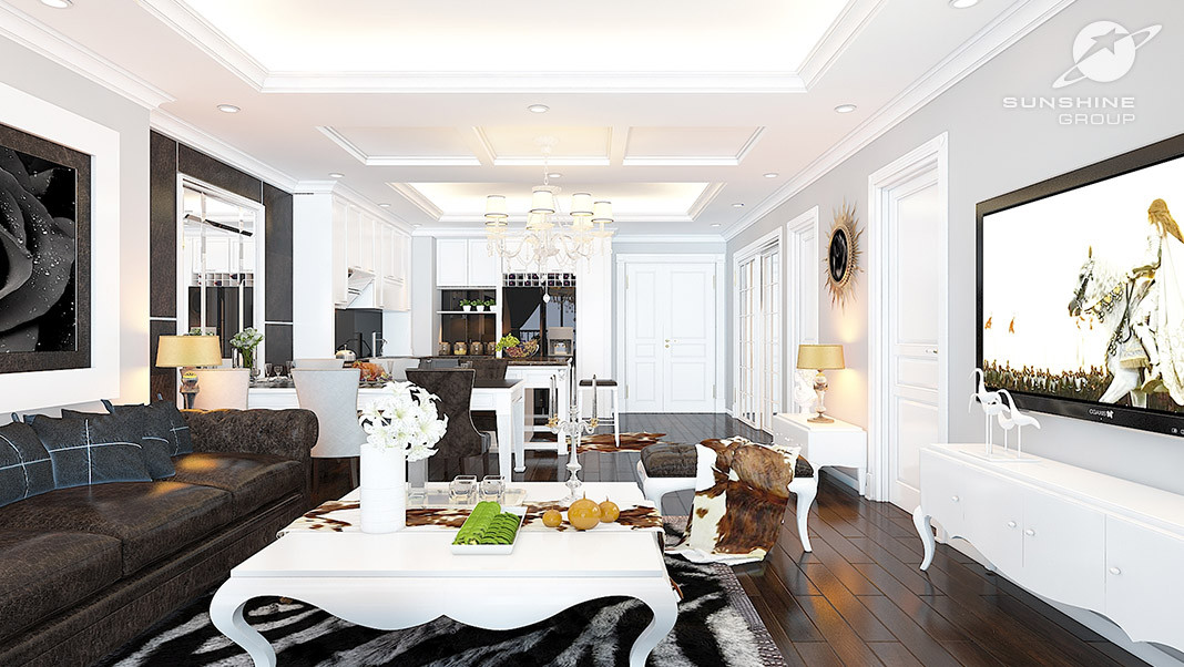 Nội thất phòng khách căn hộ Sunshine City sang trọng và hiện đại