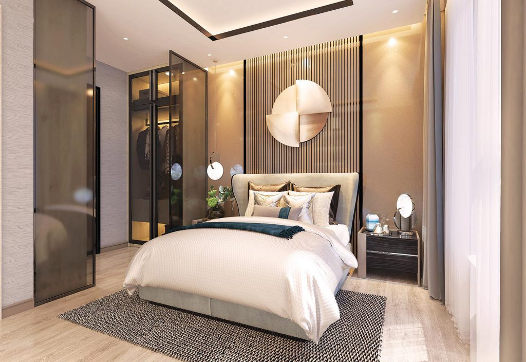 Nội thất phòng ngủ hiện đại trong căn hộ mẫu The Ascentia