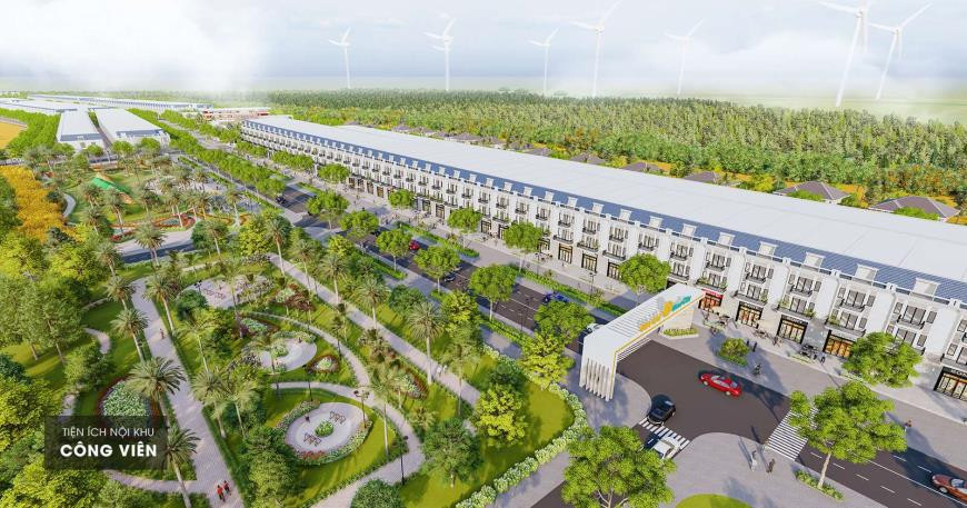 Phối cảnh công viên cây xanh và khu vực vui chơi trong dự án Gia Lai New City