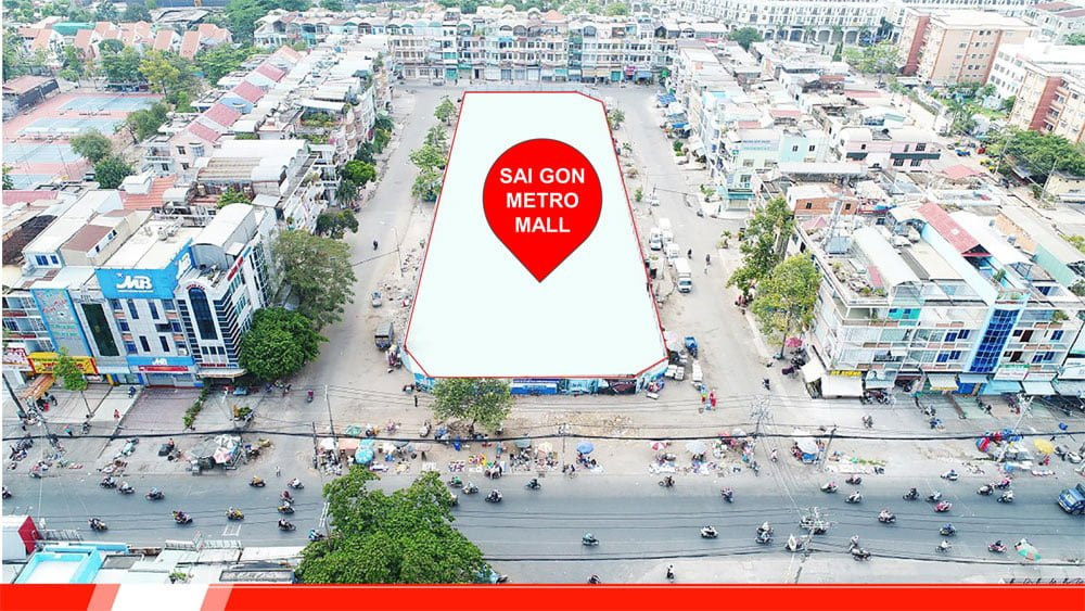 Phối cảnh dự án SaiGon Metro Mall Quận 8 từ góc nhìn trên cao