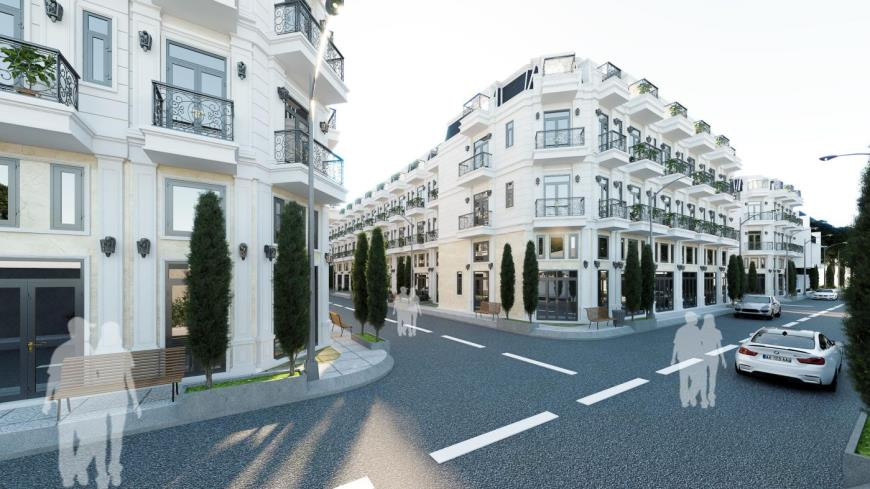 Phối cảnh mặt tiền nhà phố Bảo Minh Residence phong cách châu Âu