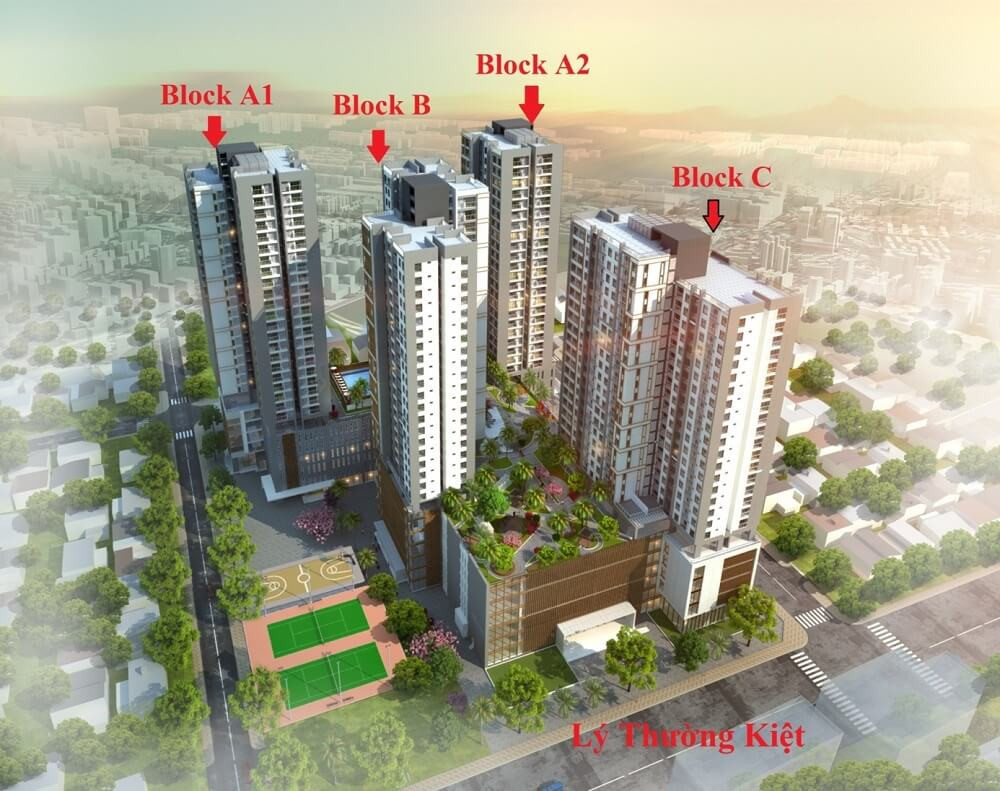 Phối cảnh tổng thể dự án căn hộ chung cư Xi Grand Court Quận 10 từ trên cao