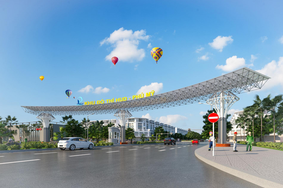 Phối cảnh tổng thể Khu đô thị Phú Mỹ với không gian xanh và nhà ở hiện đại