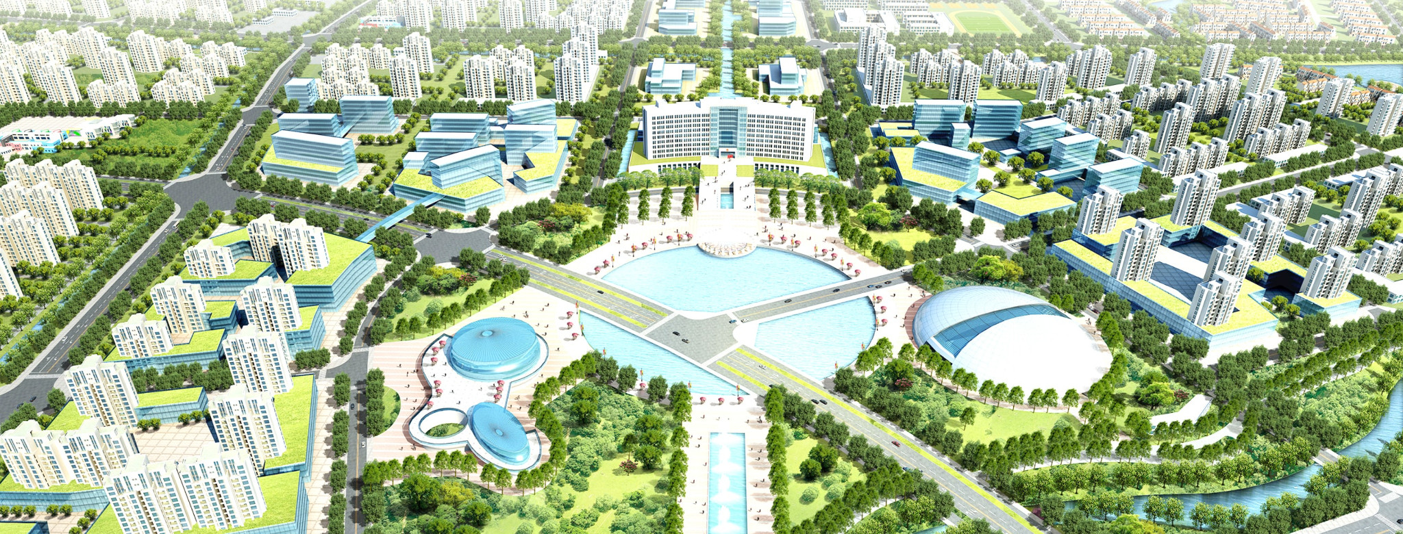 Phối cảnh tổng thể từ xa Khu đô thị Nam Phong Eco Town