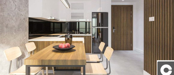 Phòng khách căn hộ C Sky View với thiết kế tinh tế và ánh sáng tự nhiên