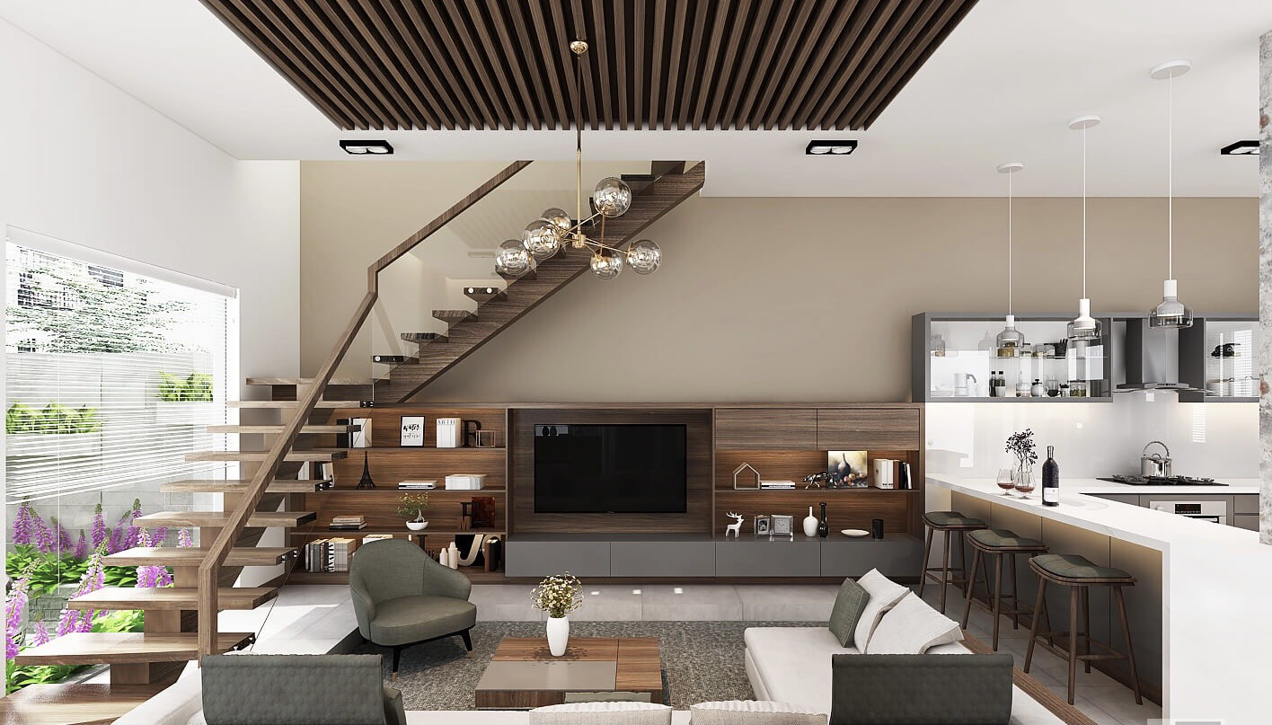 Phòng sinh hoạt chung ấm cúng tại biệt thự Mỹ Thái 1