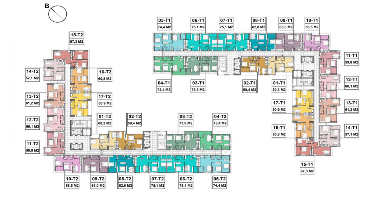 Sơ đồ mặt bằng chi tiết các căn hộ tại Ruby City CT2 Phúc Lợi