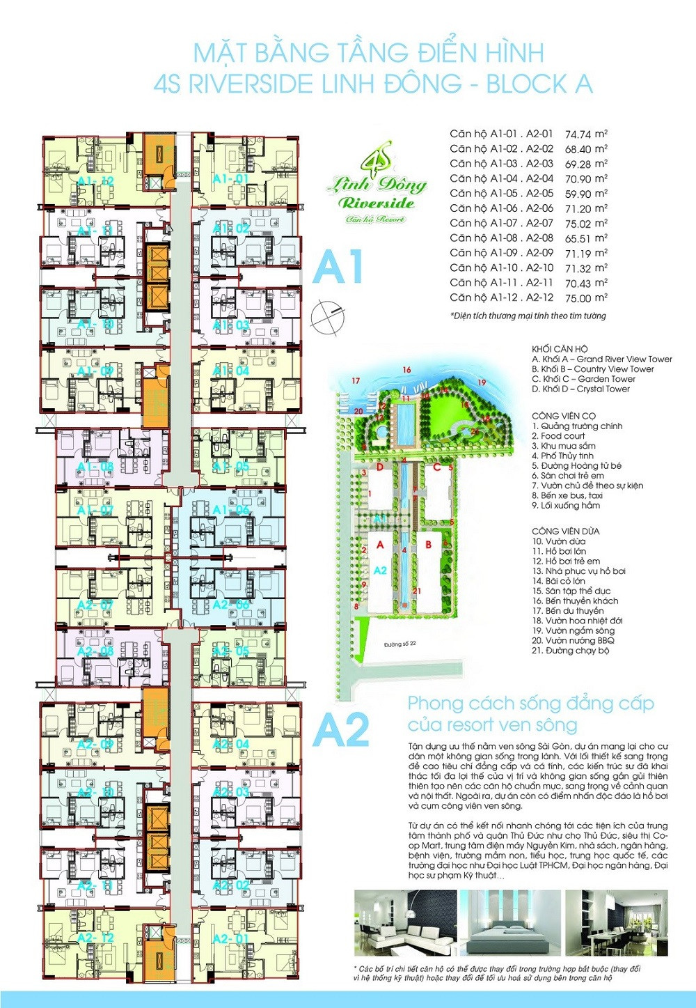 Sơ đồ mặt bằng chi tiết căn hộ điển hình tại block A 4S Linh Đông