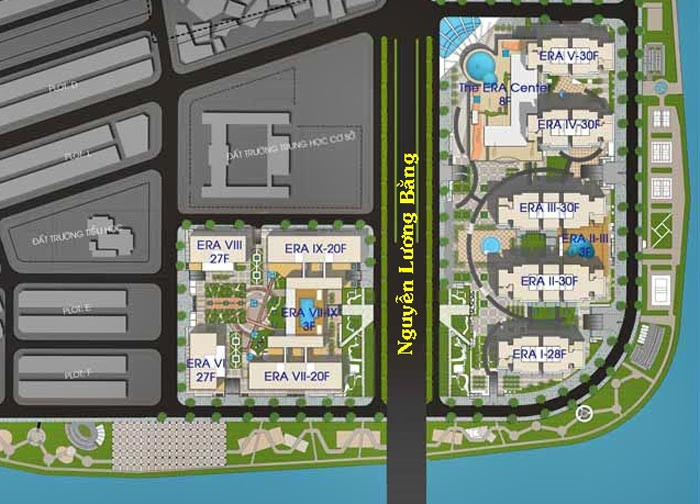 Sơ đồ mặt bằng tổng thể dự án Era Town Đức Khải