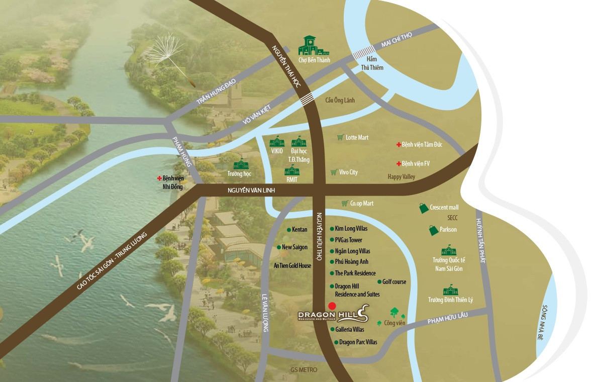 Sơ đồ vị trí căn hộ Dragon Hill Residence and Suites 2 trên bản đồ Nhà Bè