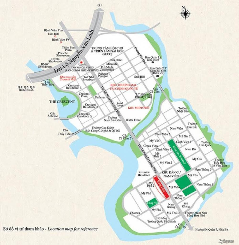 Sơ đồ vị trí chiến lược của dự án Mỹ Phú 2 tại Quận 7