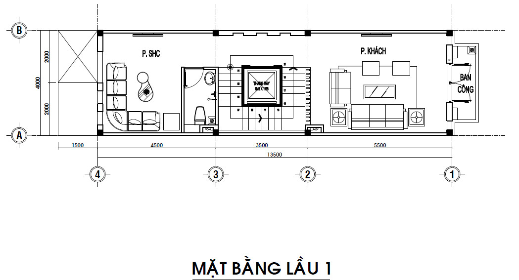 Thiết kế mặt bằng tầng 1 nhà phố Bảo Ngọc Garden