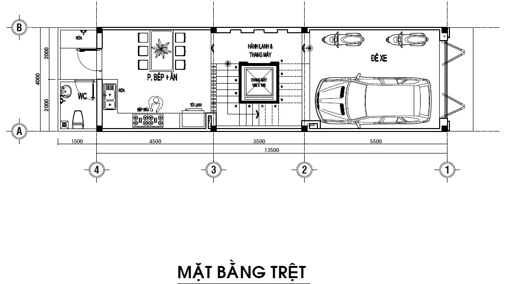 Thiết kế mặt bằng tầng trệt nhà phố Bảo Ngọc Garden