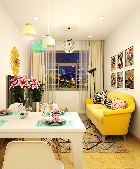 Thiết kế phòng khách căn hộ Saigon Homes