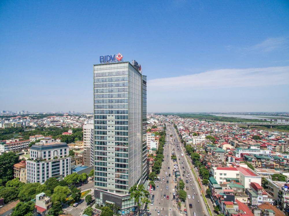 Toàn cảnh BIDV Tower Hoàn Kiếm nhìn từ trên cao