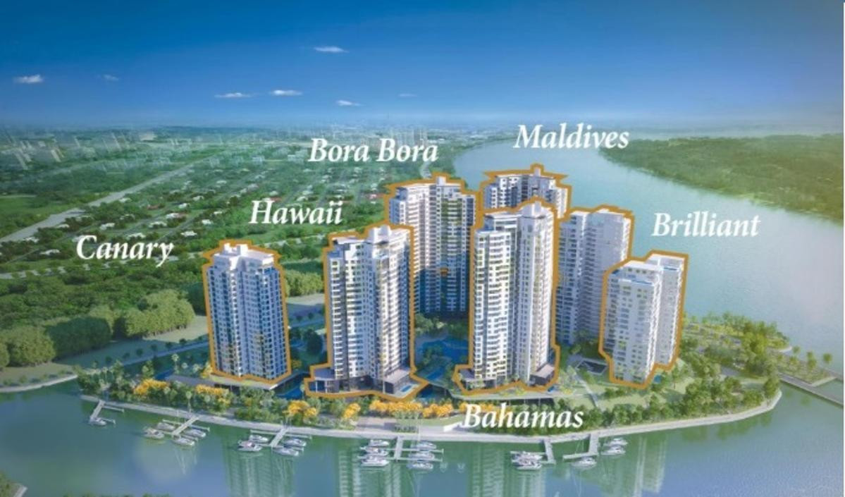 Toàn cảnh dự án Đảo Kim Cương với Tháp Bahamas