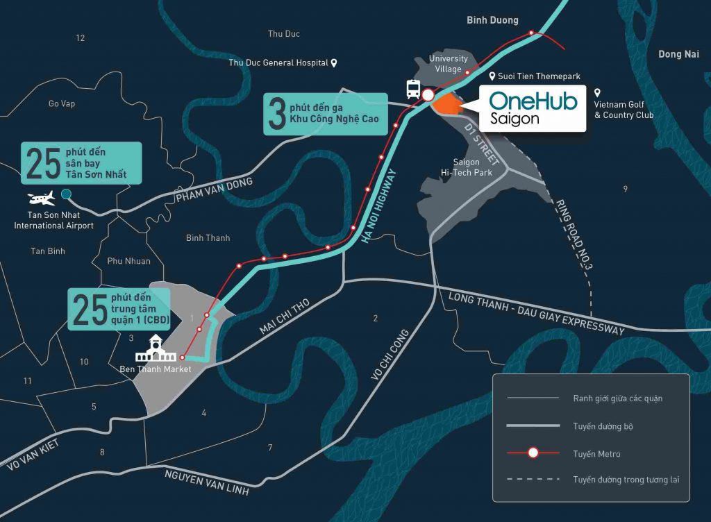 Tổng quan khu phức hợp OneHub Saigon Quận 9 từ trên cao