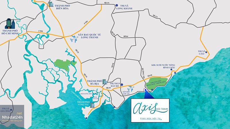 Vị trí chiến lược của dự án Axis Hồ Tràm