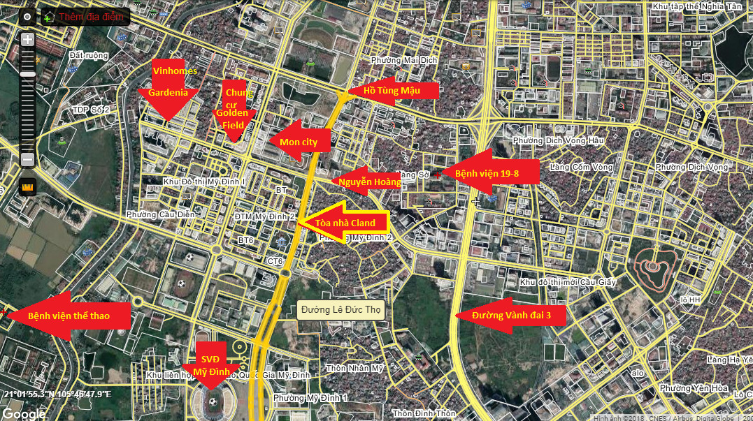 Vị trí chiến lược của dự án CT3 Lê Đức Thọ trên bản đồ khu vực