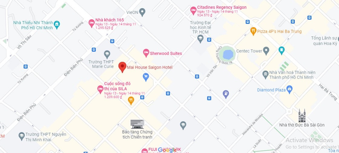Vị trí chiến lược của Khách sạn Mai House Saigon Hotel gần các điểm du lịch nổi bật.