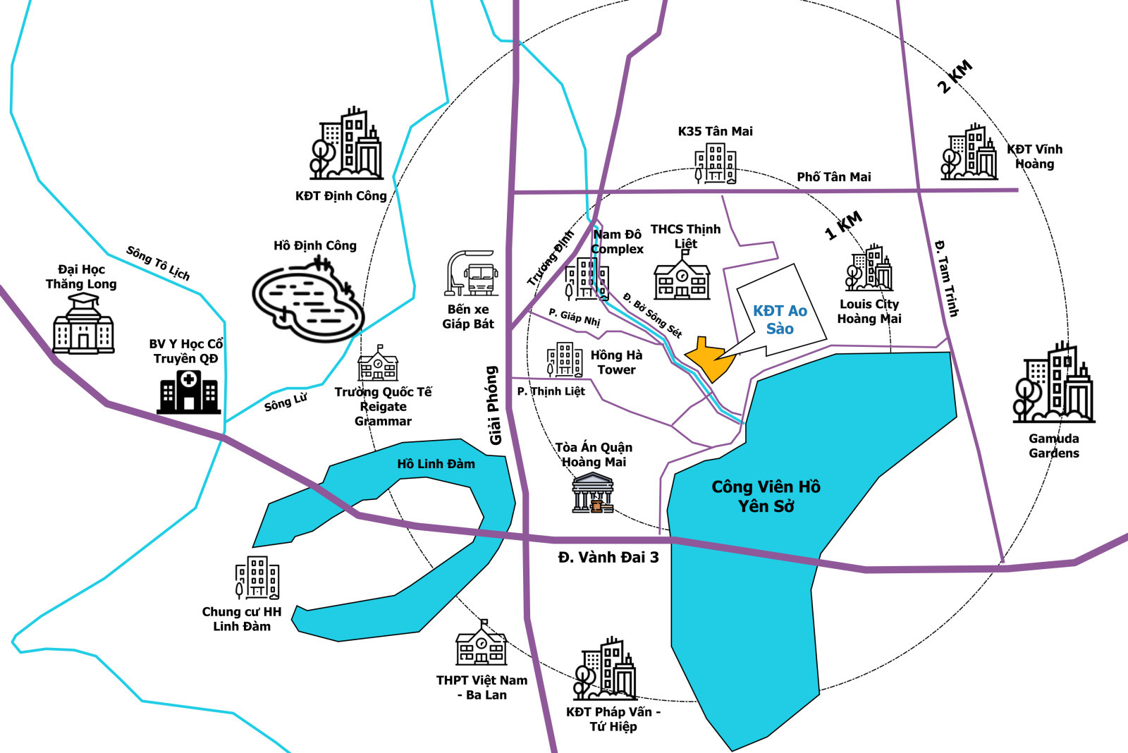Vị trí chiến lược của Khu đô thị Ao Sào gần sông Sét
