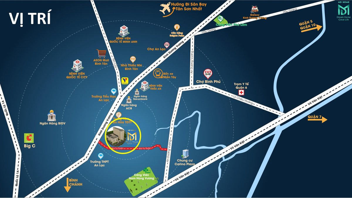 Vị trí chiến lược của Khu nhà phố MD Land Bùi Tư Toàn
