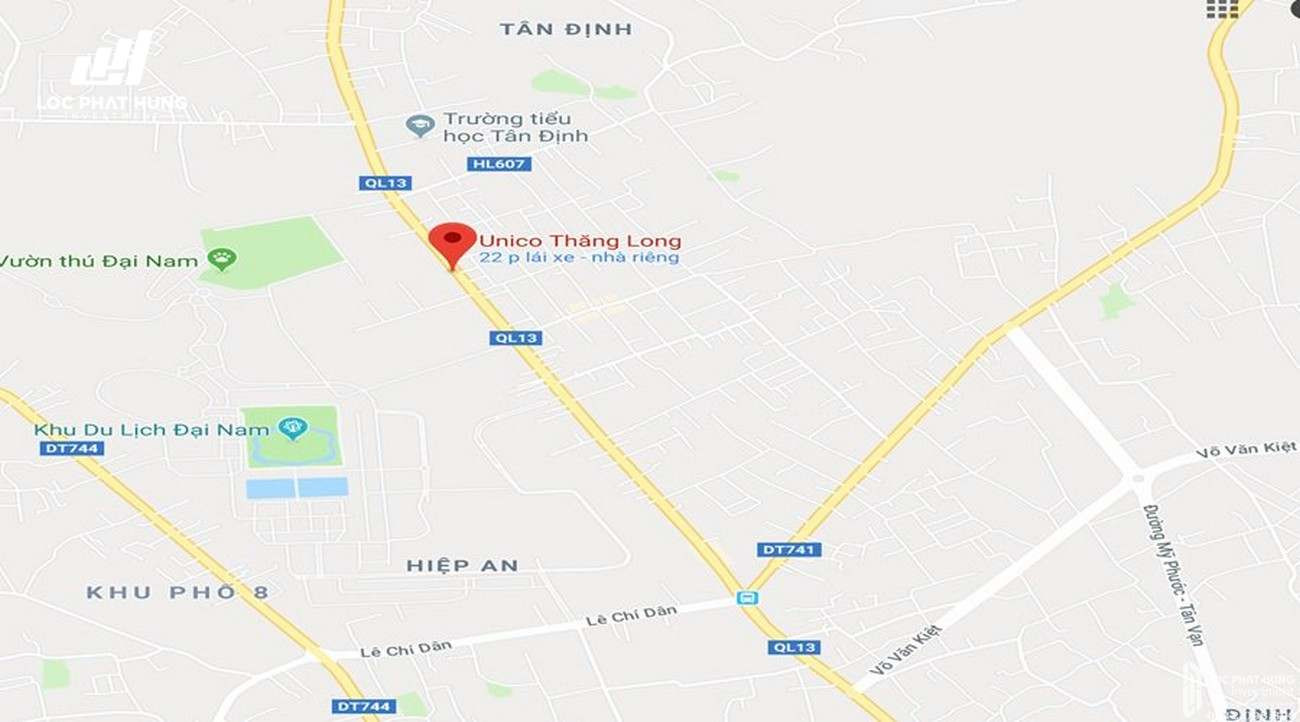 Vị trí địa chỉ dự án căn hộ chung cư Unico Thăng Long Bến Cát Đường QL 13 chủ đầu tư Unico