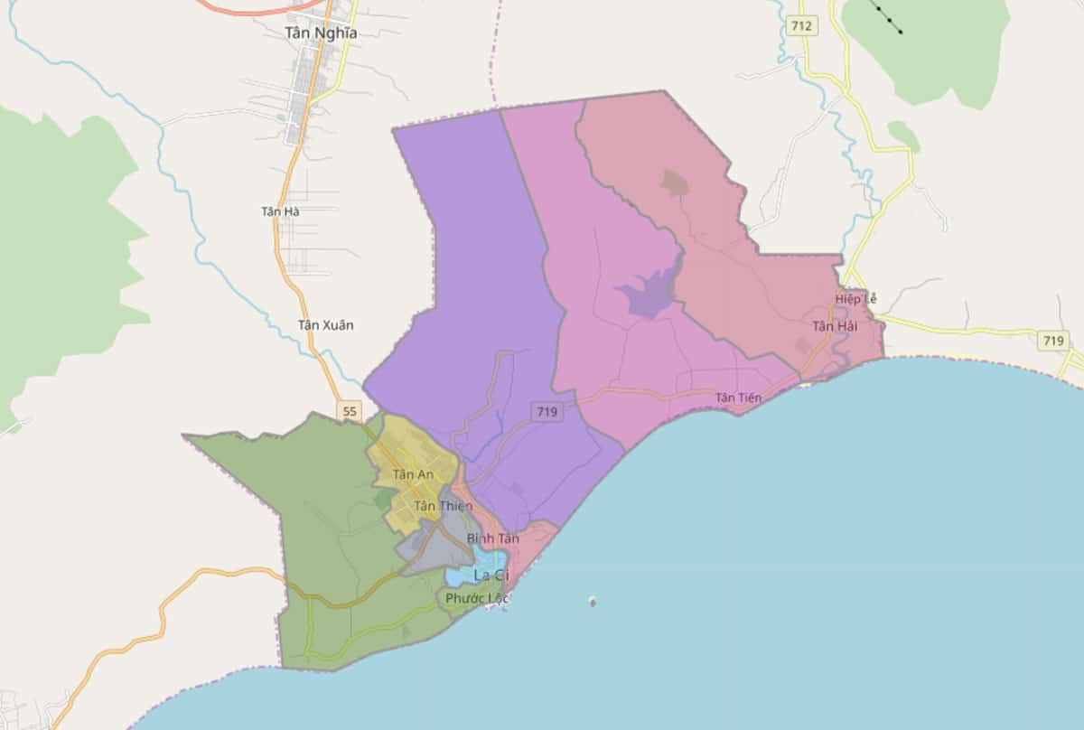 Bản đồ hành chính thị xã La Gi chi tiết