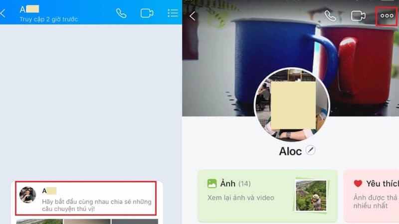 Biểu tượng ba chấm để xem thông tin chi tiết trên Zalo