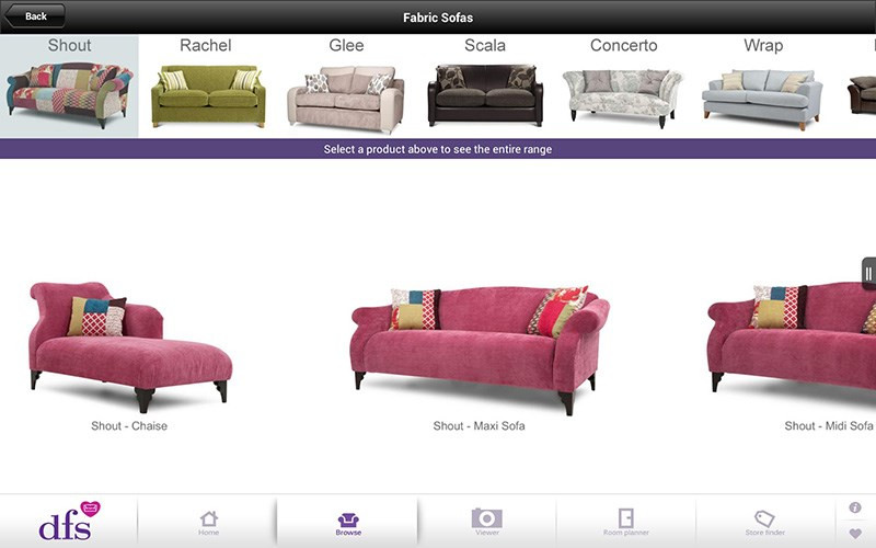 Bố trí phòng khách với nhiều lựa chọn đồ nội thất có sẵn trong DFS room planner