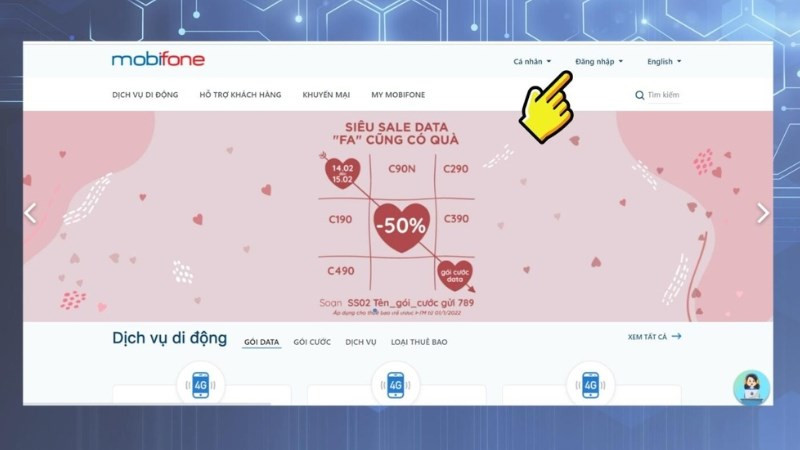 Bước đăng nhập vào cổng thông tin MobiFone để kiểm tra thuê bao chính chủ