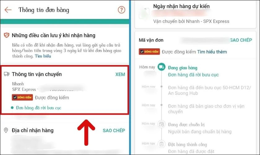 Cách kiểm tra tình trạng đơn hàng Shopee mà không cần số điện thoại shipper