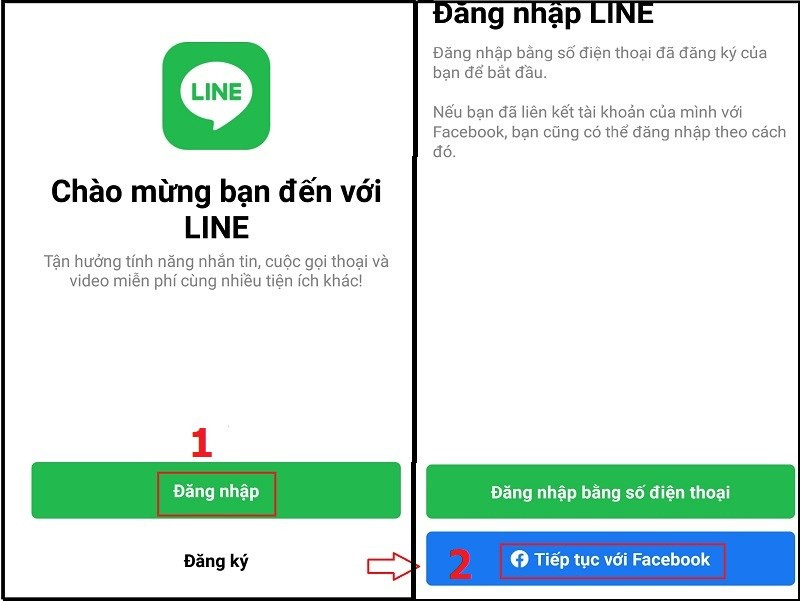Đăng nhập LINE bằng tài khoản Facebook sau khi đăng ký LINE bằng số điện thoại Việt Nam 2024